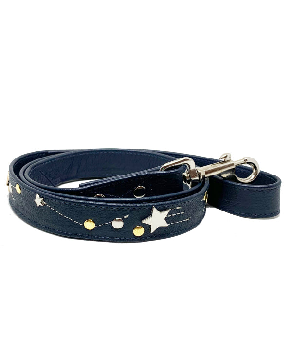 Navy Astral leather dog leash