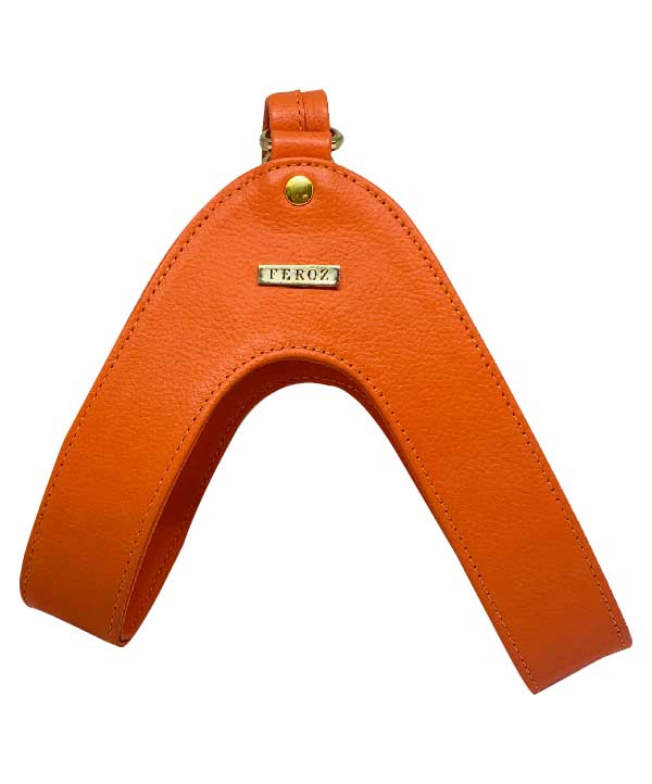 Orange leather dog harness